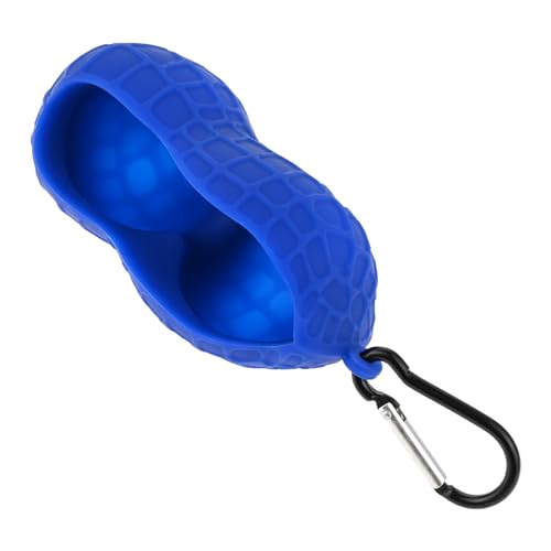 MUXSAM Golf Ball Holder with Hook 2Pcs Peanut Golf Ball Carry Bag with Double Ball Sleeve Hold 2 Golf Balls Outdoor Golf Bag Pouch Accessories Belt Keychain Funny Gifts for Men Women Kids Blue