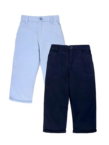 Image of KiddoPanti Boys 100% Cotton Twill Chinos Pant | Comfortable Regular Fit | 2 Side Pocket, 2 Back Pocket | Ankle Length | Back Elasticated Waistband with Button Zip Open Fly