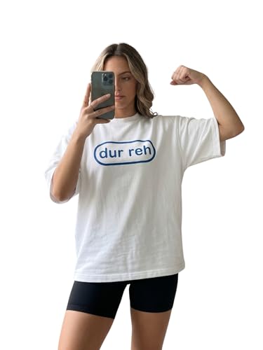 Image of Oversized French Terry Cotton T-Shirt - White | 240 GSM, inchdur reh inch Graphic Print