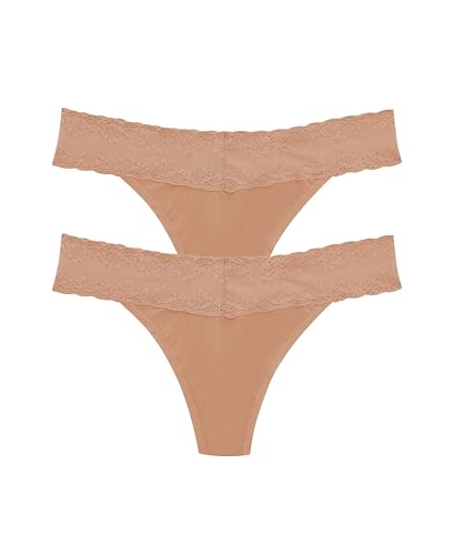 Natori Women's Bliss Perfection One Size Lace Thong 2-Pack 750092P2, Glaze, OS
