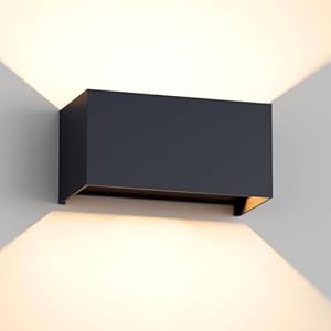 Aipsun 24W Außenlampe Außenleuchte,3000K LED Wandleuchte Innen/Außen, IP65 Aussenleuchte Wand UP Down,Aussenleuchte wandleuchte innen Mit Einstellbar Abstrahlwinkel Warmweiß,Anthrazit