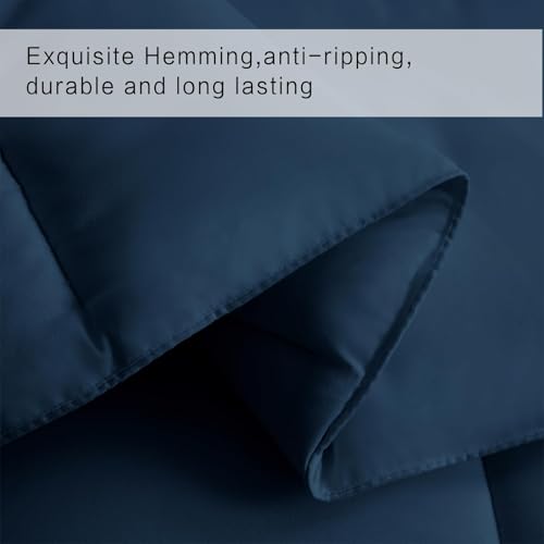 Image of COHOME Full Size Cooling Comforter, All-Season Quilted Down Alternative Duvet Insert, Luxury Hotel Breathable GentleSoft Comforter with Anti-Clump Tech & 8 Tab - Reversible - Navy Blue 82 inchx86 inch