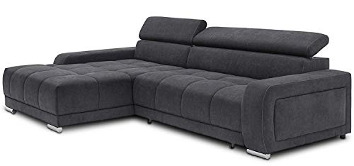 Möbel Jack Polstergarnitur Wohnlandschaft Sofagarnitur Ecksofa | Webstoff | Anthrazit | Elektrische Relaxfunktion… – Bild 3