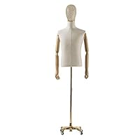 SHANYAYALI Male Mannequin Busts Manikin With Metal Wire Head Wooden Arms Adjsutable Stand