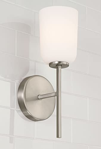 Image of HomePlace by Capital Lighting 648811BN-542 Lawson Transitional Soft White Glass Bell Wall Sconce, 1-Light 100 Watt, 14 inch H x 5 inch W, Brushed /Satin Nickel