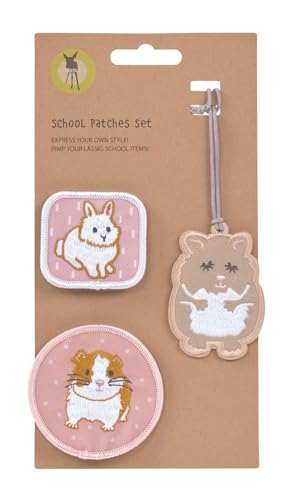 LÄSSIG Anhänger und Patches Set (3 Stk.) mit Druckknopf/School Patches Set Cuddly Pet