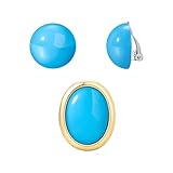 Catuni Princess Blue Earrings Costume Non Pierced Clip on Earrings and Brooch Pin Princess Game Accessories Costume Cosplay Women