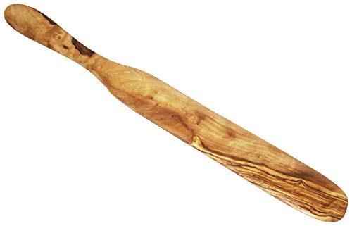 KeboLiv Palette/Crèpewender aus Olivenholz, handlich, aus einem Stück handgefertigt, mit Einer traumhaft schönen Maserung, 35 cm