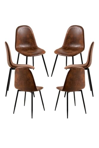 Regalos Miguel - Packs Sillas Comedor - Pack 6 Sillas Black Teok Polipiel - Marrón Vintage