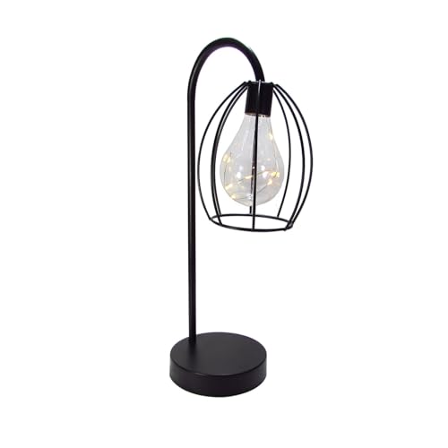LUMIN&Aacute;RIA DE MESA DECORATIVA ABAJUR ARAMADO COM 8 LEDS PRETO