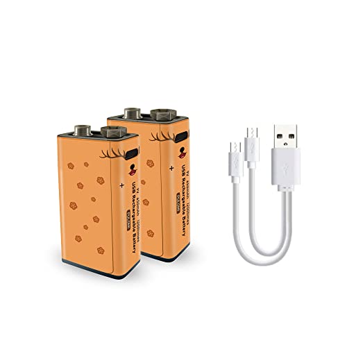 New Usb 9V Lithium Ion Rechargeable Battery, High Capacity 650Mah Rechargeable 9V Battery, 1.5 H Fast Charge, 1200 Cycle With Type C Cable, Constant Output,2-Pack #TOP1