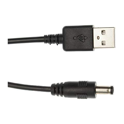 Tgigi USB to 5.5 x 2.5mm DC Barrel 90cm Black USB Power Charge Cable Lead Cover