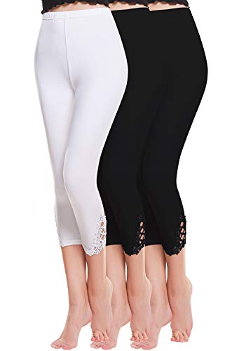 Keephen Damen Schwimm Leggings Capri Hose - Knie-Länge Badebekleidung M-4XL