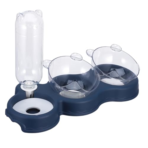 COOPHYA 猫用自動給餌器 食事と給水を一体化した二重ボウル ペット用ウォーターディスペンサー付き 高さ可能で衛生的に使える透明ボトルデ