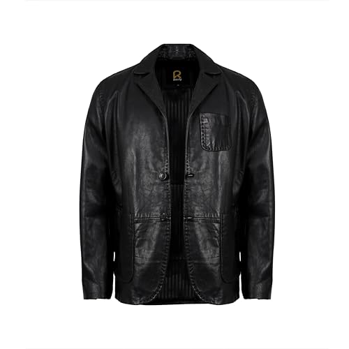 Rauly Lambskin Leather Blazer Men Casual Coat with Thread Design– Notched Collar Style Ultimate Leather Blazer for Men3
