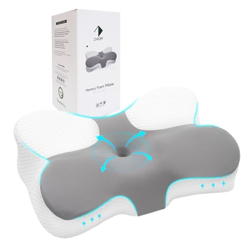 Z-hom Cuscino Cervicale, Memory Foam per Dolori al Collo e alle Spalle, 36 x 60 x 8/13 cm comodo cuscino cervicale per dormire, ideale per chi dorme sul fianco, Federa Sfoderabile e Lavabile