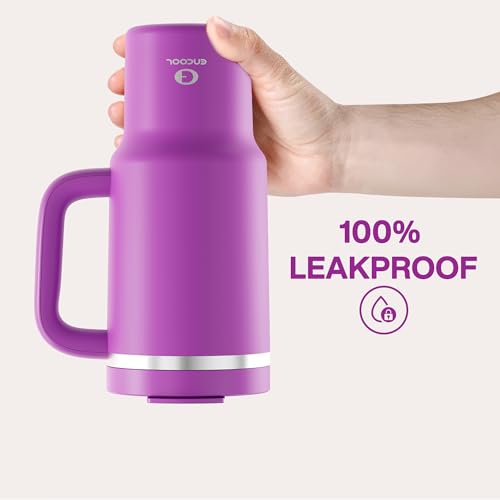 Image of 32 oz Tumbler with Handle and Straw: Stainless Steel Insulated Tumbler Keeps Cold for 24 Hours, Leakproof Travel Cup Fits in Cup Holder and BPA-Free,Bright Magenta