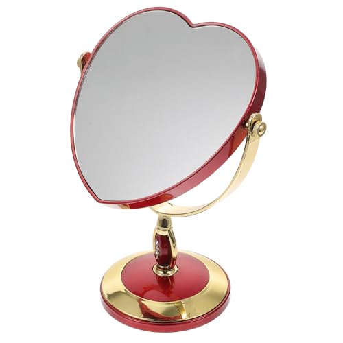 Espejo de Maquillaje de Escritorio en Forma de Corazón Rojo
