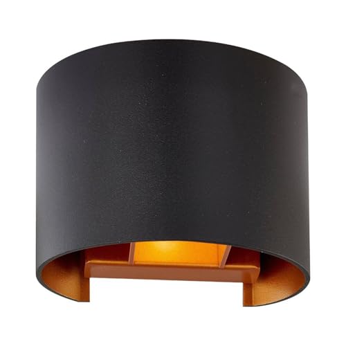 Arcchio Wandlampe Schwarz Gold, einstellbares Uplight und Downlight Wandleuchte innen Up and Down Leuchte Wandbeleuchtung Wohnzimmer ohne Leuchtmittel