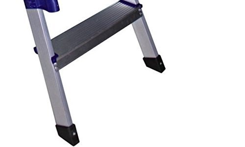Image of CIPLA PLAST 3 Step Ladder for Home Use | Foldable Aluminium Ladder for Home with Scratch Resistant | Anti Skid Shoes and Extra Strong Wide Steps | Home Pro 3 Steps - GEC-L3 (Silver & Blue)