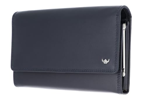 Porte-monnaie de luxe Golden Head Polo 2801 en cuir véritable marine et fermoir rétro