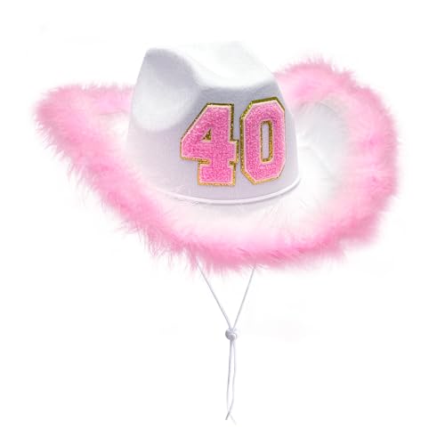 JUSTOTRY 40th Birthday Pink Cowboy Hat - 40th Birthday Outfit Gifts...