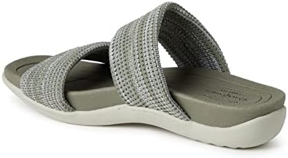 Dearfoams Women's Original Comfort Blair Slip On Double Band Slide Sandal with Arch Support, Moss Heather, 6.5 | Image 4