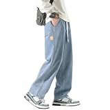 [Olekei] メンズ ズボン ジーンズ ロングパンツ ジーパン ワイドパンツ サルエルパンツ リラックスパンツ ガウチョパンツ 春秋冬服 無地 調整紐 人気 快適 ゆったり 大きいサイズ カジュアル シンプル オシャレ オールシーズン