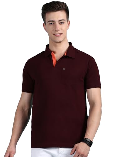 Image of Lux Cozi Men's Half Sleeve Soild Casual Regular Fit T-Shirt with Chest Pocket | Polo Tshirt for Men
