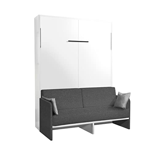 Fatto in Italia Letto a scomparsa con Divano alla francese, Easy Bed (Bianco/Bianco)