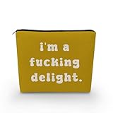 YULUENZE I'm A Delight Makeup Bag Canvas Organizer Zipper Pouch Inspiring Quote Cosmetic Bag Christmas Birthday Present for Friends Women Sisters BFF