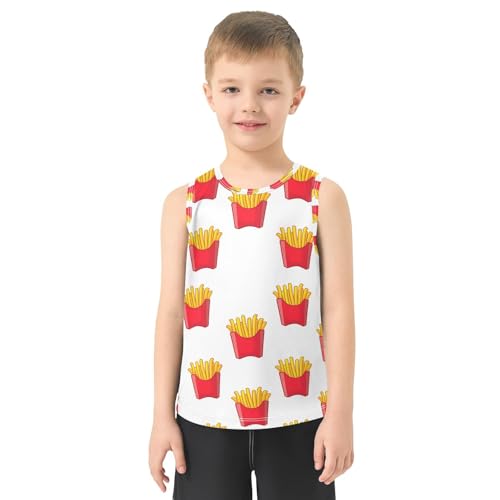 J JOYSAY Cartoon French Fries White Boys Tank Top Sleeveless Muscle Shirts Quick Dry Kids T-Shirts 3-15T2