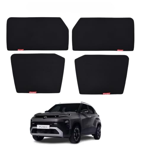 Image of Car Window Sun Shade for TATA Punch, Set of 4, Black Mesh Fabric