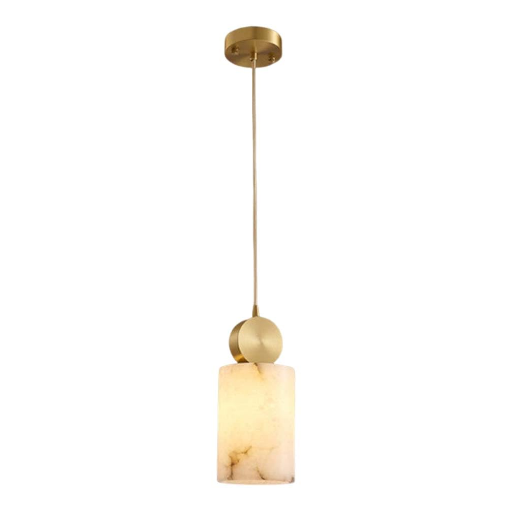 HXYSXHJUO Elegant Alabaster and Gold Brass Ceiling Lamp - Adjustable Natural Marble Chandelier for Restaurant, Bar, Hallway