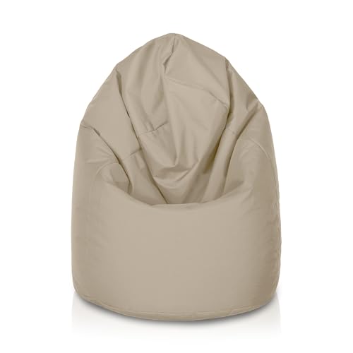 Bepouf - Pouf a Sacco Media 70x110Hcm 220L 100% Poliestere Beige Imbottito, Puffo per Sedersi Bambini, Pouf Poltrona Salotto e Camera da Letto Comodo, Lavabile, Anallergico Impermeabile