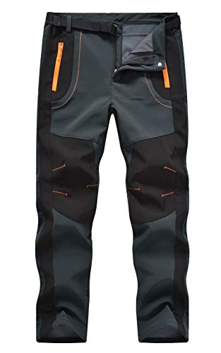 Rdruko Men's Winter Fleece Lined Insulated Waterproof Snowboarding Mountain Ski Trousers(Grey, US M)