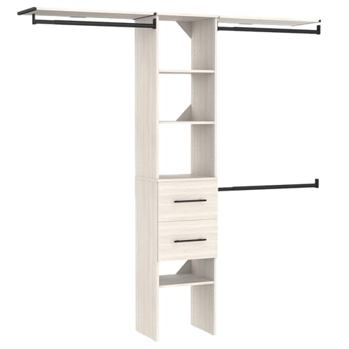 ClosetMaid SuiteSymphony Closet Storage Kit with 16-Inch Tower, (3) Hanging Rods, (2) Drawers, and (2) Top Shelves, White Timber