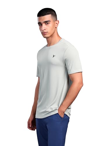Image of TECHNOSPORT Men's Slim Fit Polyester Activewear Sports T-Shirt with Moisture-Wicking Comfort for Workout, Running & Gym