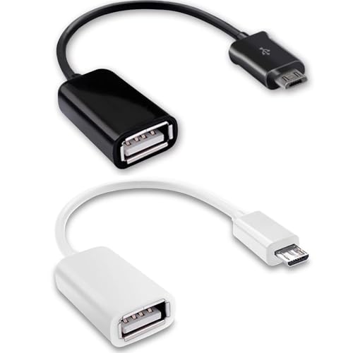 OTG MicroUSB 2.0 (2Pack) Compatible with Samsung Galaxy Amp Prime 2 Full Hi-Speed On-The-Go Access to Your Acessories; Keyboard, Mice, Backup, SD Cards, More! (Black + White)