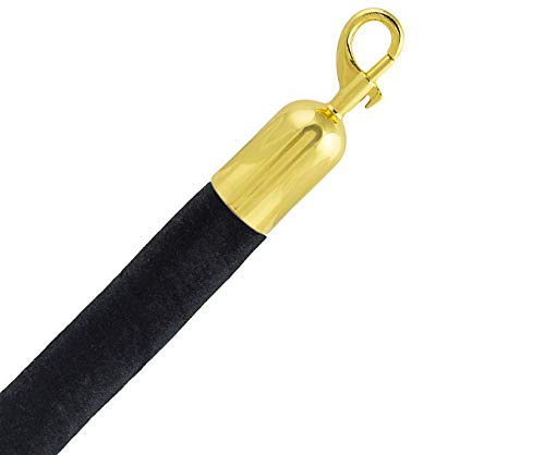 Corde de barrière – Velours – Extrémités à clipser (Ø 38 mm) (noir/doré)