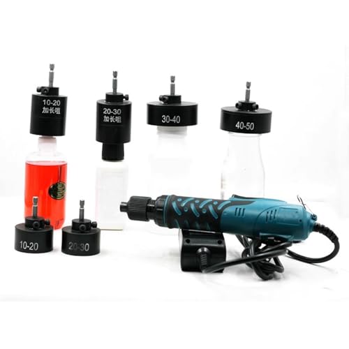 Tappatrice elettrica per bottiglie, strumento di tappatura a vite portatile con 6 teste di tappatura, velocità regolabile 800-1400 giri/min, coppia 2-25 Kgf.cm per tappi di bottiglia da 10-50 mm