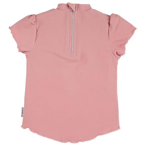 Sterntaler Badeshirt Herz – UV-Schutz 50+ Kurzarm Schwimmshirt Mädchen – Badeoberteil mit Herzchen-Druck, Flügelärmeln & Reißverschluss – zartrosa, Größe 104