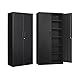 SISESOL Metal Storage Cabinet with 2 Doors and 6 Shelves,Black Metal Cabinet with Lock,71