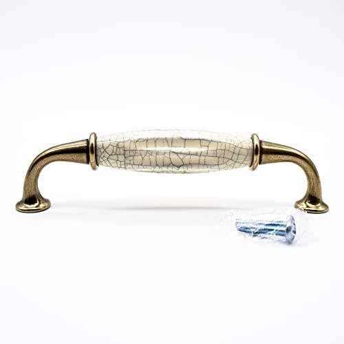 DOJA Barcelona Vintage Furniture Handles, 2 Antique Furniture Handles, 144 x 35 mm, Zinc Alum and Porcelain Furniture Knobs - Image 3