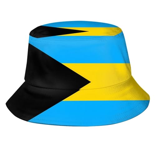 Image of Bahamas Flag Bucket Hats Fashion Sun Cap Packable Flag Fisherman Hat for Women Men Summer Travel Hat
