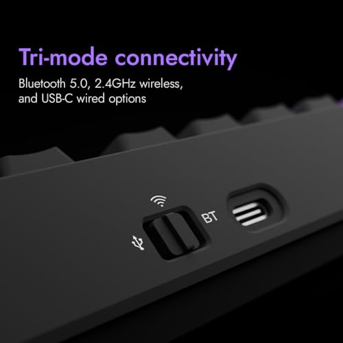 Image of Kreo Swarm X Wireless Mechanical Gaming Keyboard - Huano Red Switches, Pass Through Keycaps with RGB, Tri-Mode Connectivity (2.4Ghz /Bluetooth /Wired), 5-Pin Hot-Swap, for Windows & MacOS (Black)