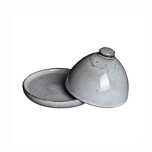 MORYEN Mantequera de estilo retro, plato multiusos para servir postre, bandeja de cerámica para el hogar y la cocina, para crema, queso, pasteles, dulces, alimentos y manteca