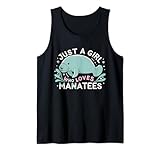 design per appassionati di lamantini, con scritta in lingua inglese just a girl who loves lamantini canotta