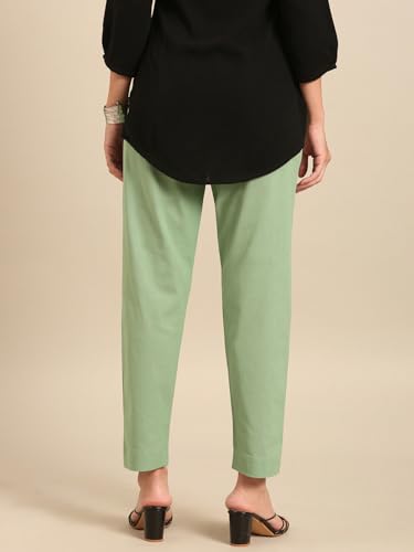 Image of TWIN BIRDS Women Cotton Straight Fit Pants | Ethnic Casual Daily Trousers