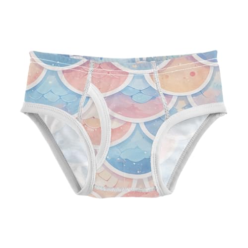 KLL Mermaid Scales Watercolor Fish Little Boys Cotton Briefs Underwear Breathable Children Undies